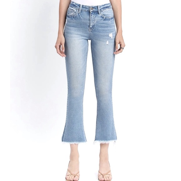 Flying Monkey Denim - Flying Monkey Like New High Rise Raw Hem Kick Flare Jeans Size 26